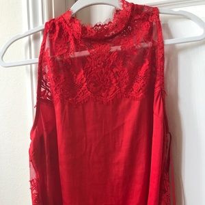 Free People Red Lace Top